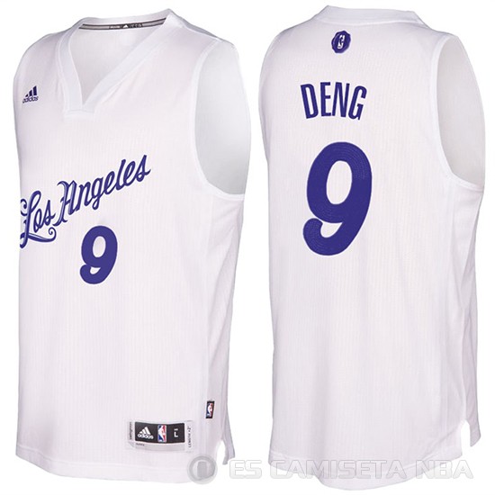 Camiseta Luol Deng #9 Los Angeles Lakers Navidad 2016 Blanco - Haga un click en la imagen para cerrar
